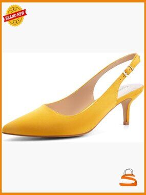 Slingback Kitten Heels Pointed Toe Dress Pumps with Rhinestone